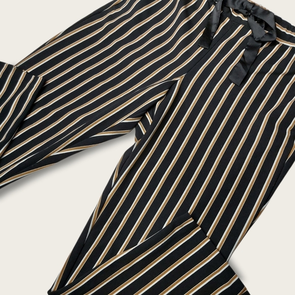 Dynamite, Classic Striped Black White Beige Tie Waist Pant Size Medium - Picture 7 of 7